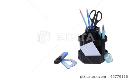 Set of office accessories. It is isolated on a white background Set of office accessories. It is isolated on a white background 46779116