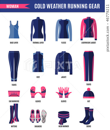 Winter running clothes set for woman in flat style. 46779211