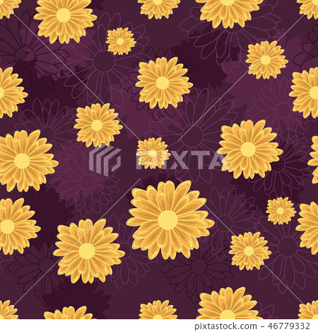 Seamless pattern with orange daisy flowers 46779332