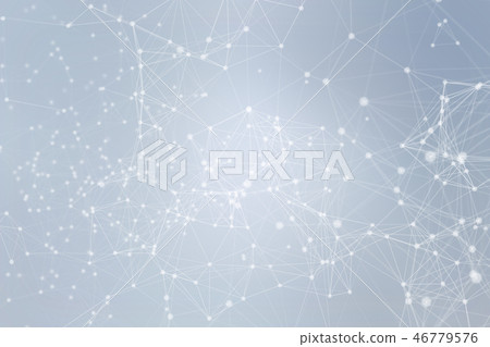White digital data and network connection triangle lines and sph 46779576