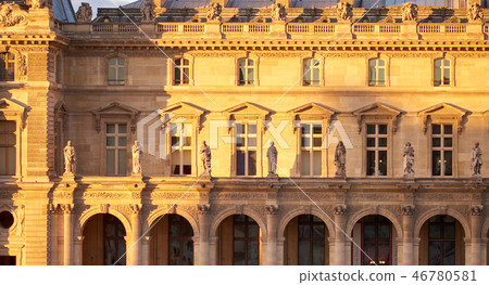 Louvre Museum facade at sunset Louvre Museum facade at sunset 46780581