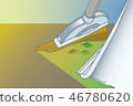 Scoop and broom. Sweeping garbage on tiles. 46780620