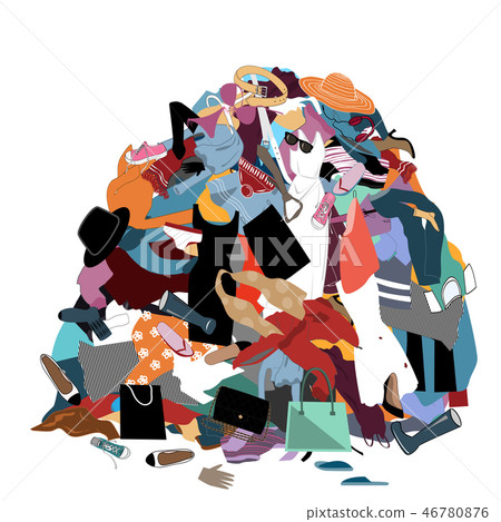 Vector Illustration with a Messy Pile of Dirty Laundry. Big pile of useless clothes. Nothing to wear Vector Illustration with a Messy Pile of Dirty Laundry. Big pile of useless clothes. Nothing to wear 46780876