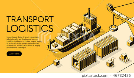 Ship cargo logistics isometric illustration 46782426