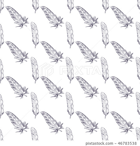 Seamless pattern with hand drawn feathers. - Stock Illustration ...