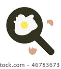 Fried egg in a frying pan and egg shell isolated 46783673