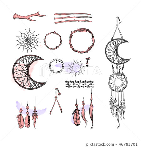 Set of Dreamcatcher. Design elements in Boho style 46783701