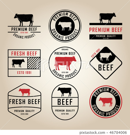 Set of premium beef labels, badges and design elements. Vector Illustration. 46784006