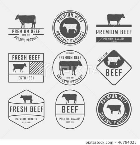 Set of premium beef labels, badges and design elements. Vector Illustration. 46784023