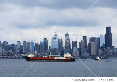 Skyline of Seattle, Washington across harbor 46784360