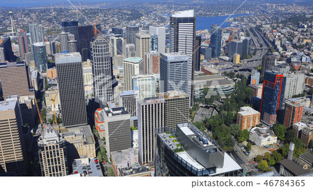 Aerial view of Seattle, Washington downtown 46784365