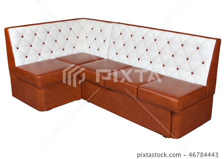 White and brown L-Shaped Corner leatherette sofa 46784443
