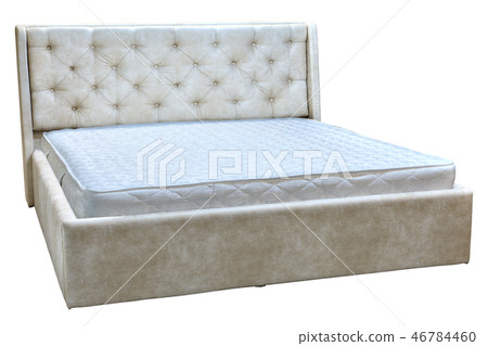 double bed with artificial leather and mattress. 46784460