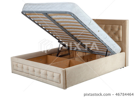 Lift up double bed with storage space on white Lift up double bed with storage space on white 46784464