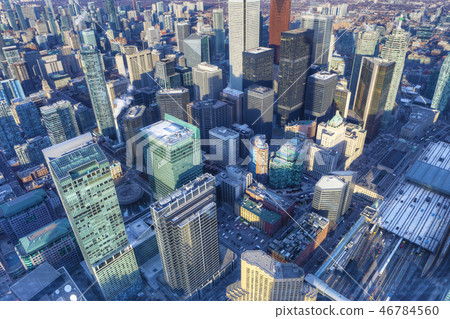 Aerial of Toronto city center at twilight 46784560