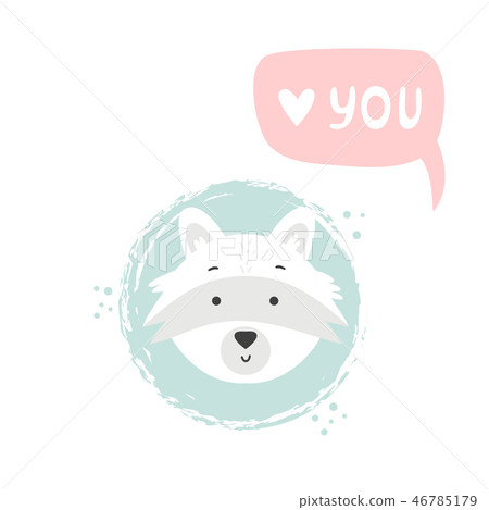 Raccoon hand drawn face. Vector character. Raccoon hand drawn face. Vector character. 46785179