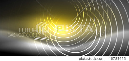 Neon circles abstract background, shiny lines 46785633