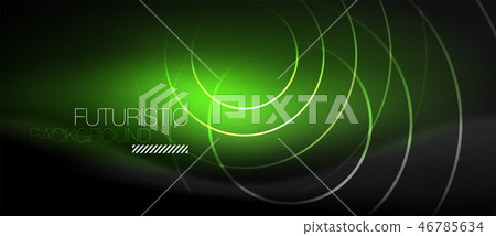 Dark abstract background with glowing neon circles Dark abstract background with glowing neon circles 46785634