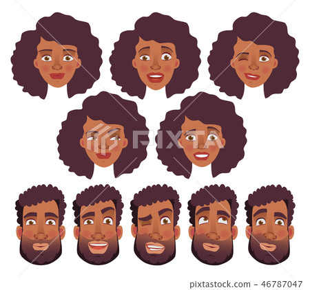 face of African man and woman - set 46787047