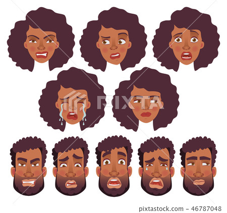 face of African man and woman - set 46787048