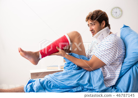 Injured man waiting treatment in the hospital Injured man waiting treatment in the hospital 46787145