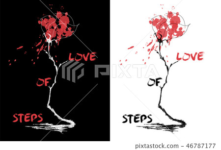 hand drawing for tattoo or t-shirt with flower love steps 46787177