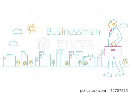 在衣服的男性在有三種顏色線圖畫的辦公區 46787255
