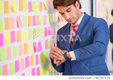 Young handsome man in conflicting priorities concept Young handsome man in conflicting priorities concept 46787516