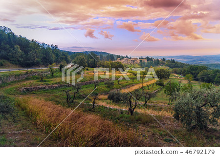 View on Fonterutoli on sunrise. Tuscany. Italy. 46792179