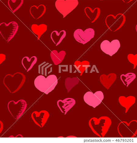 Drawn hearts seamless pattern for Valentines Day - Stock Illustration ...