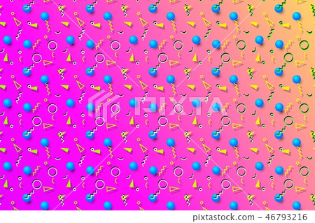 Abstract background with 80s memphis geometics style pattern and vibrant psychedelic colors 46793216