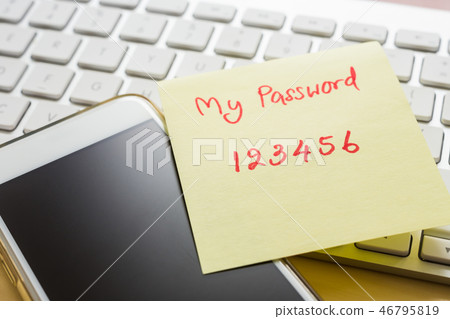 Easy number password note on smartphone, keyboard. Easy number password note on smartphone, keyboard. 46795819