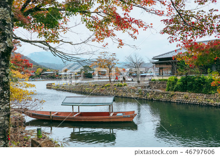 Beautiful the river and boat in Arashiyama Kyoto J Beautiful the river and boat in Arashiyama Kyoto J 46797606