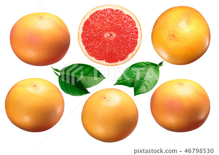 Grapefruit whole and halved, leaves, paths 46798530