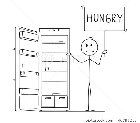 Cartoon of Depressed Man Holding Hungry Sign... - Stock Illustration  [46799213] - PIXTA