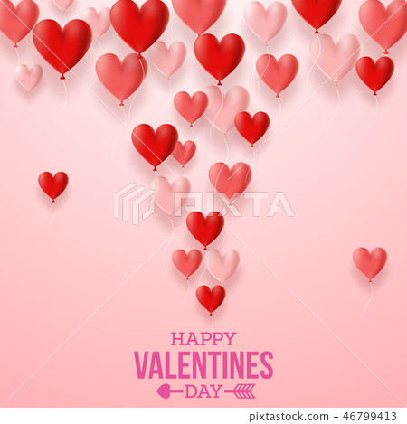Valentines day greeting card with hearts balloon b 46799413