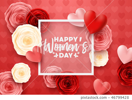 Happy Mother's Day with rose flowers and hearts ba - Stock Illustration ...