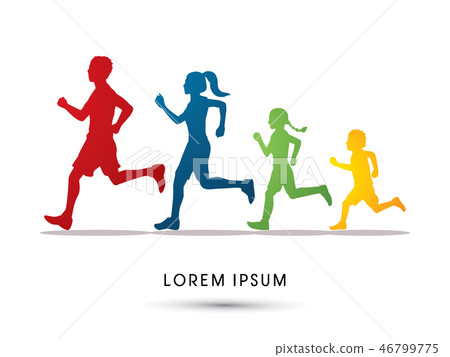 Family running silhouettes graphic vector Family running silhouettes graphic vector 46799775