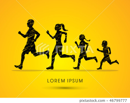 Family running silhouettes graphic vector Family running silhouettes graphic vector 46799777