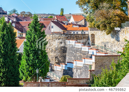 Fortification walls and baileys in historical city centre of Litomerice, Czech Republic Fortification walls and baileys in historical city centre of Litomerice, Czech Republic 46799862