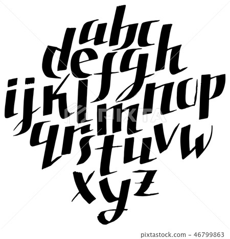 Grunge old pen gothic font. Blackletter script. Vector illustration. Grunge old pen gothic font. Blackletter script. Vector illustration. 46799863