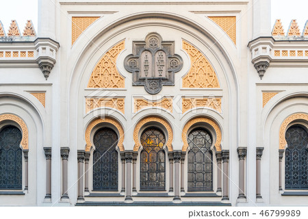 Picturesque windows of Spanish Synagogue in Josefov, Prague, Czech Republic. Detailed view 46799989