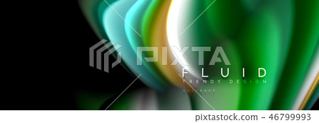 Bright colorful liquid fluid lines on black, modern abstract background Bright colorful liquid fluid lines on black, modern abstract background 46799993