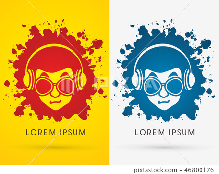 Face with glasses and headphone vector Face with glasses and headphone vector 46800176