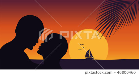 romantic kiss at sunset on the beach romantic kiss at sunset on the beach 46800460