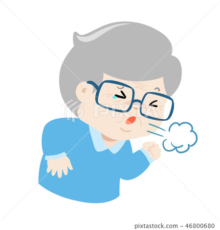 Coughing grandpa cartoon vector illustration. - Stock Illustration ...