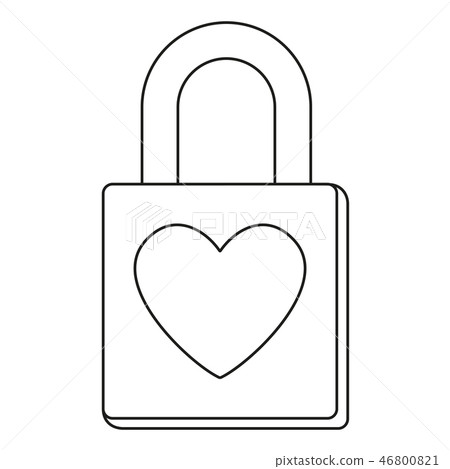 Line art black and white padlock - Stock Illustration [46800821] - PIXTA