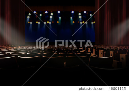 vintage auditorium or theater with lights on stage vintage auditorium or theater with lights on stage 46801115