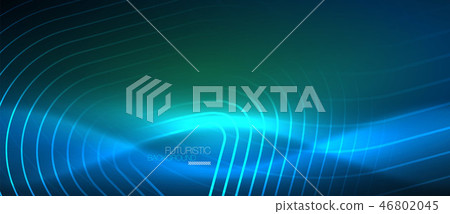 Neon glowing techno lines, hi-tech futuristic abstract background template with geometric shapes Neon glowing techno lines, hi-tech futuristic abstract background template with geometric shapes 46802045