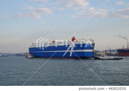 Car boat entering Mizushima Port Car boat entering Mizushima Port 46802058